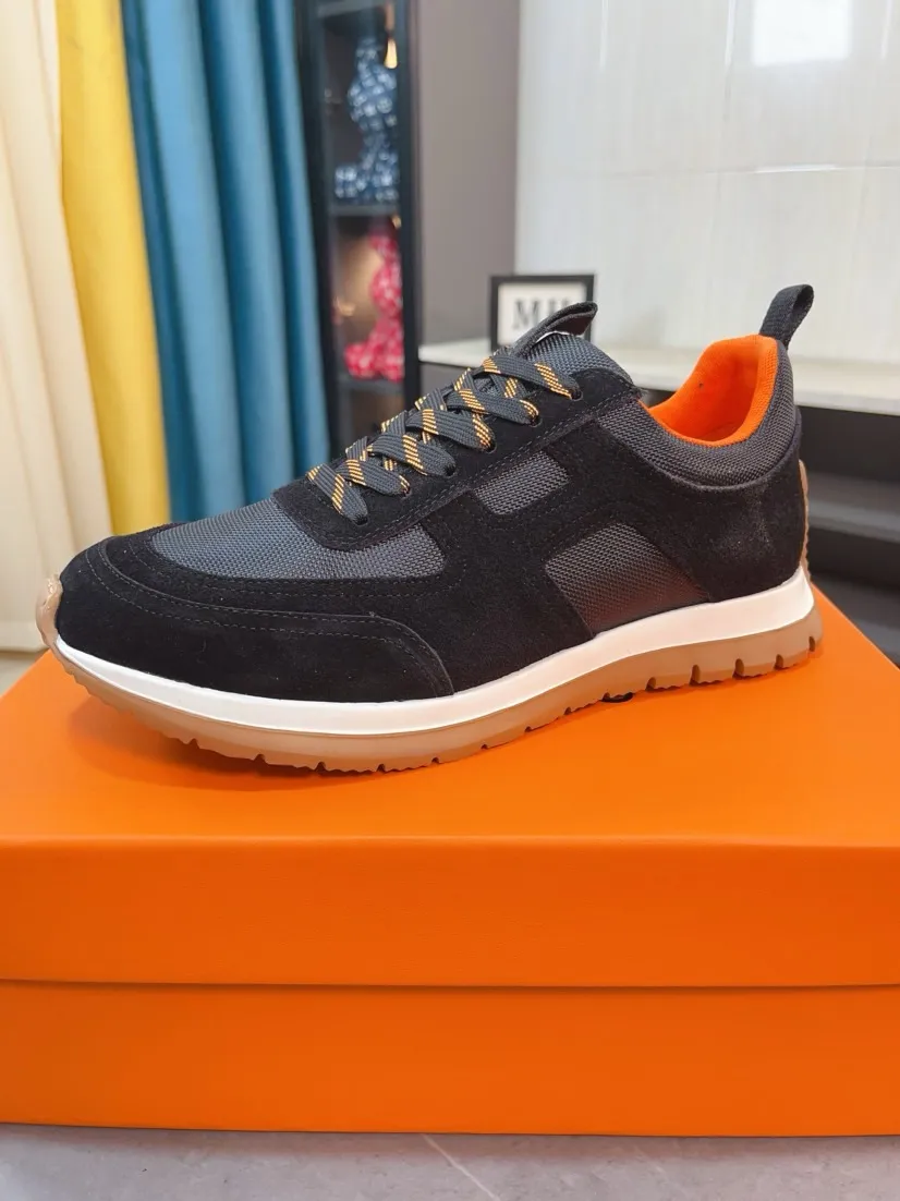 Men's shoes 💰440🌸🌸[HERMES] Hermès sneakers, the upper is made of calfskin and mesh, imported materials, full of texture, the lightweight sole is decorated with contrasting patterns, creating a versatile fashion style. Size: 38-44